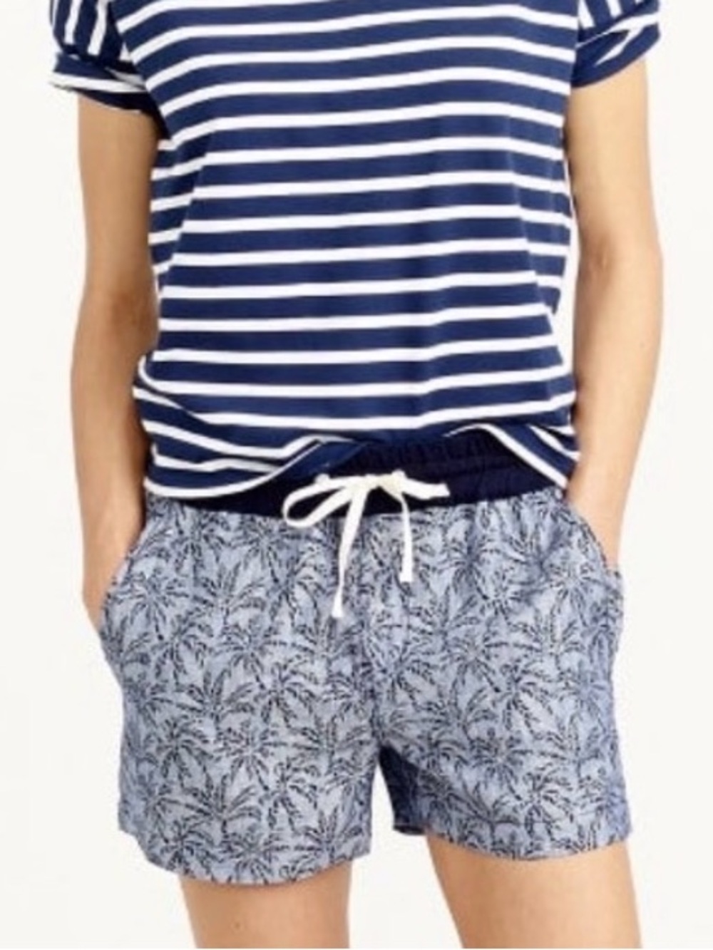 J. Crew Pull On Cotton/Linen Palm Tree Printed Shorts - Size 6